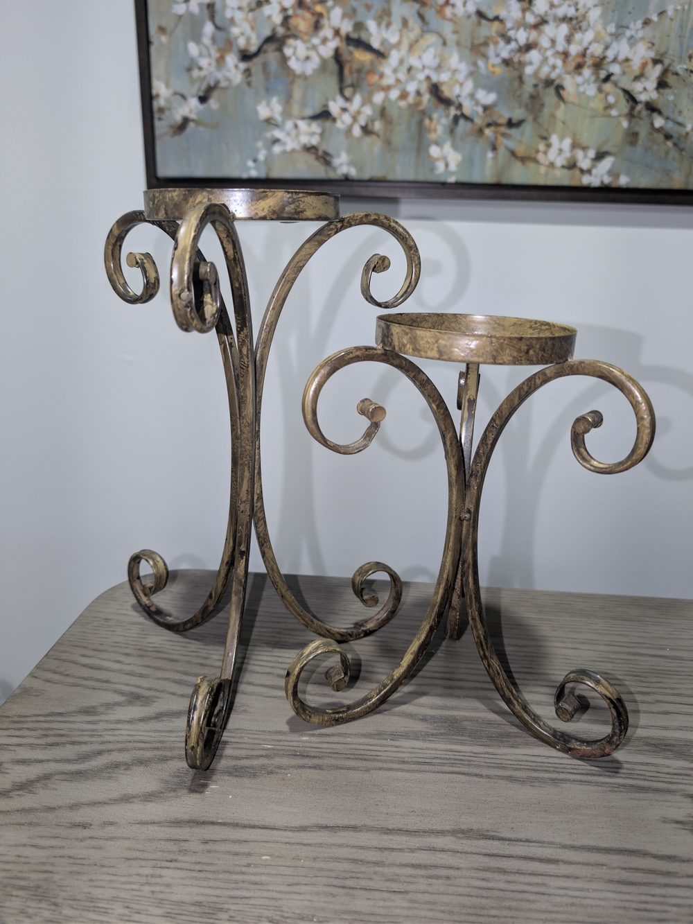 2 Tall Light Weight Candle Holders Metal